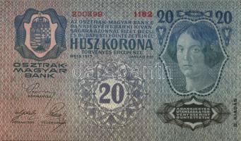 1913. 20K (3x) II.kiadás piros vízszintes "Deutschösterreich"  felülbélyegzéssel egymás ut...