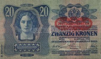 1913. 20K (3x) II.kiadás piros vízszintes "Deutschösterreich"  felülbélyegzéssel egymás ut...