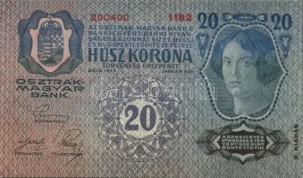 1913. 20K (3x) II.kiadás piros vízszintes "Deutschösterreich"  felülbélyegzéssel egymás ut...