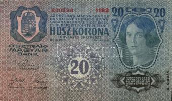 1913. 20K (3x) II.kiadás piros vízszintes "Deutschösterreich"  felülbélyegzéssel egymás utáni sorszámmal T:I