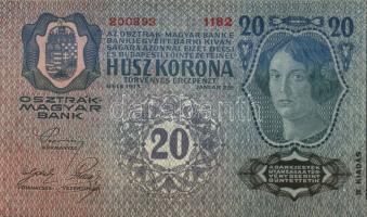 1913. 20K (3x) II.kiadás piros vízszintes "Deutschösterreich"  felülbélyegzéssel egymás ut...