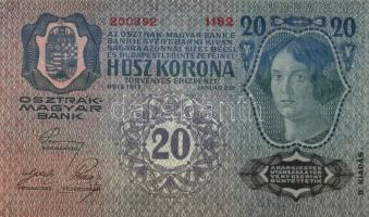 1913. 20K (3x) II.kiadás piros vízszintes "Deutschösterreich"  felülbélyegzéssel egymás ut...