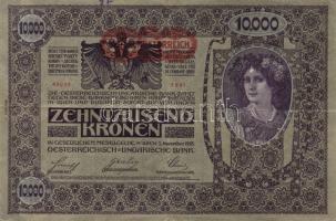 Ausztria 1918. Osztrák-Magyar Bank kiadása 10000K piros "Deutschösterreich" fny-sal (2x) T...
