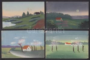 6 db régi, kézzel festett Tájképes lap / 6 hand-crafted Landscape cards