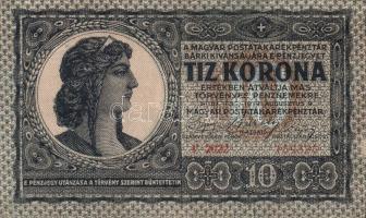 1919.augusztus 9. 10K "F" betűvel! felfelé csúszott elő- és hátlapi nyomat T:II R!