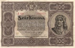 1920-23. Korona sor: 1K,2K,10K,20K,100K,500K,1000K T:I,II