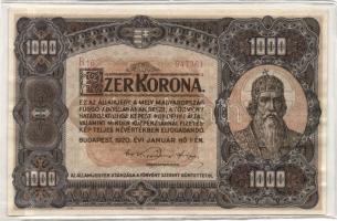 1920-23. Korona sor: 1K,2K,10K,20K,100K,500K,1000K T:I,II