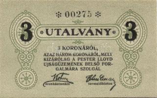 Dátum nélkül "Pester Lloyd" 1K, 2K, 3K 3db szükségpénz T:I,II