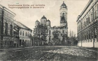 Szendrő (Semendria) damaged church and military barracks