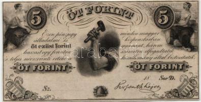 Emigrációs "Kossuth bankó" 18.. 5Ft "D" T:I