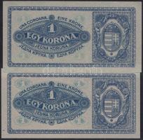 1920. 1K (2x) piros + rozsdavörös sorozat T:I