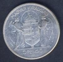 1930. 5P Ag "Horthy jobbra" T:3 apró ph