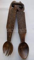 Székely mintás faragott salátás kanál