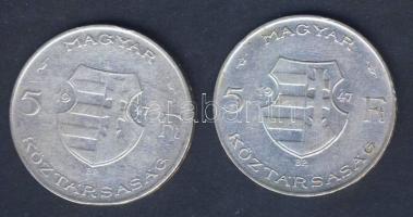1947 5Ft Ag "Kossuth" (2x) T:3 ph