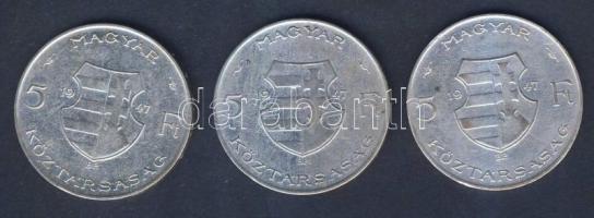 1947 5Ft Ag "Kossuth" (3x) T:3+,3