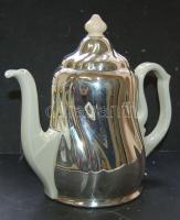 Régi porcelán teáskanna melegen tartó levehető fém köpennyel 26 cm magas