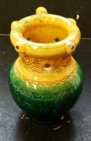 Tréfás csali kancsó kis vicces versikével, készítő: Mónus Ferenc, 14 cm magas