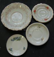 4 db klf porcelán kistányér, közte Zsolnay, Hollóházi, stb.