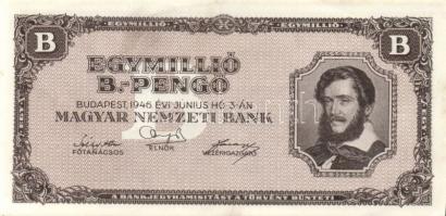 1944. 5P V.H. (3x) két színváltozat, egyik vágáshibás + 1946. 1.000.000BP (3x)+ 1992. 100Ft T:II+,II...