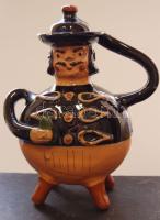 Juhászt ábrázoló régi kerámia kulacs apró hibákkal 21 cm magas