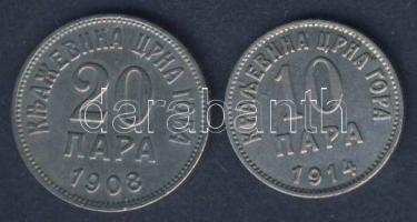 Montenegró 1914. 10P + 1908. 20P T:3+
