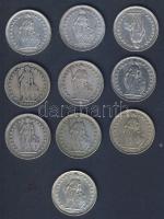 Svájc 1914-1969. 1Fr Ag (10x) mind klf évszámmal T:2,2/3,3