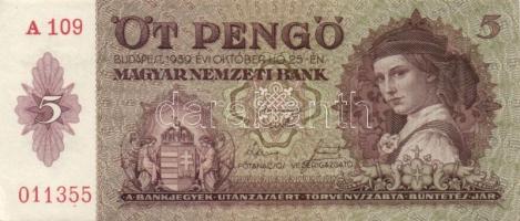 1939 5P (5x) egymás utáni sorszámokkal T:I, I-