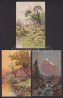21 db régi Tájképes művészlap, közte litho-k is / 21 Landscape cards