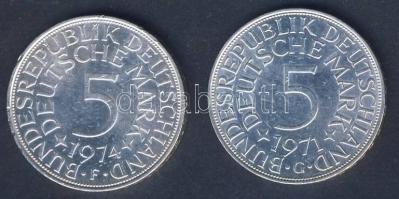 NSZK 1971G 5M Ag + 1974F 5M Ag T:2+ ph