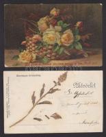 25 db régi Üdvözlőlap, benne egy élővirágos és sok litho lap / 25 Greeting cards