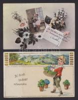25 db régi Üdvözlőlap, benne egy élővirágos és sok litho lap / 25 Greeting cards