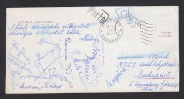 193 Az EB aranyérmes kosárlabda-válogatott játékosai és edzői által aláírt képeslap Csanádi Árpádnak