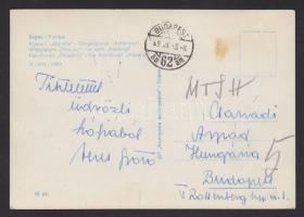 Veres Győző Európa-bajnok súlyemelő által írt képeslap Csanádi Árpádnak