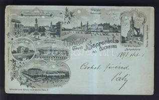 1898 Sopron a Győri pályaudvarral és a Lähne intézettel litho (EK)