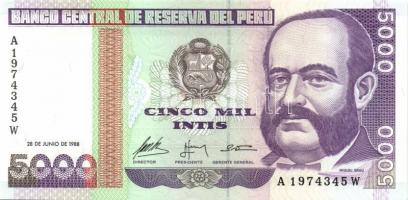Nikaragua 4klf modern bankjegy T:I + Peru 5klf modern bankjegy T:I
