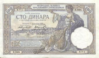 Jugoszlávia 1929. 100D T:II + 5klf jugoszláv pénz T:III
