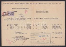 1947 Mososnszentjános Nagyközség számlája a szovjet parancsnokságnak az elfogyasztott villamos energiáról / Interesting invoce for the Soviet troops about the electricity