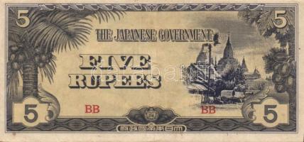 Ázsia-Óceánia/japán megszállás/II.vh. 1940-es évek 9db (8klf) bankjegy T:I,II,III+