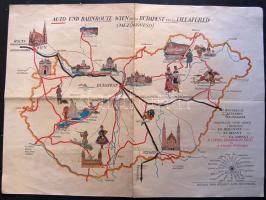 1938 A Hotel Ritz étlapja, képes autótérképpel / Menu of the Hotel Ritz with illustrated map