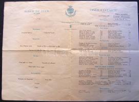 1938 A Hotel Ritz étlapja, képes autótérképpel / Menu of the Hotel Ritz with illustrated map