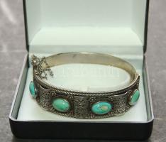 ~1940 Ezüst (Ag) karkötő türkizkék kövekkel 63,5gr