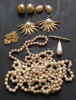 Kis bizsu tétel: 4 db Tekla gyöngy nyaklánc + 3 fülbevaló + 1 kitűző