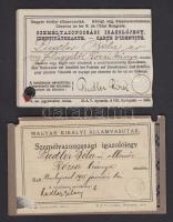 1915 2 db fényképes vasúti igazolvány (sérült) / 2 picture railway id-s (some faults)