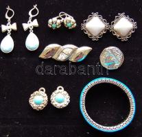 Régi ezüstözött bizsu tétel féldrágakővel