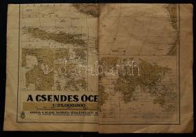 cca 1930 M. kir. Honvéd Térképészeti intézet: A Csendes Óceán térképe 65x90 cm (hajtásoknál kopott)
