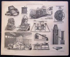 cca 1880 Ipar és gépek 11 db acélmetszet  jó állapotban / Industry and machines 11 etchings 25x30 cm