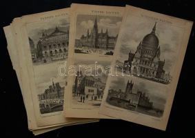 cca 1880 Épületek 22 db acélmetszet  jó állapotban / Buildings 22 etchings 16x25 cm