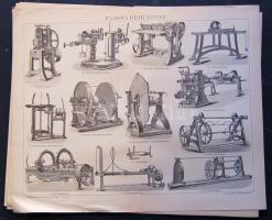 cca 1880 Ipar, bányászat, gépek 18 db acélmetszet  jó állapotban / Industry, machines, mining 18 etc...