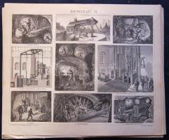 cca 1880 Ipar, bányászat, gépek 15 db acélmetszet  jó állapotban / Industry, machines, mining 15 etchings. Mainly 25x30 cm