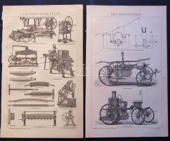 cca 1880 Ipar, bányászat, gépek 15 db acélmetszet  jó állapotban / Industry, machines, mining 15 etc...